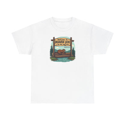 Beaver Lick Welcome Sign T-Shirt — Retro Outdoors Camping Graphic Tee