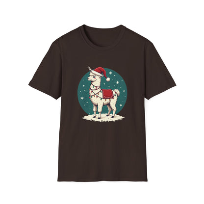Christmas Llama T-Shirt — Cute Santa Hat Holiday Graphic Tee