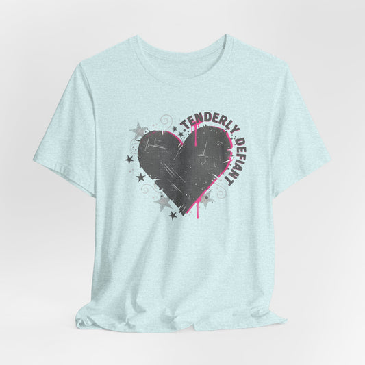 Tenderly DeFallen Heart Tee — Grunge Heart Graphic T-Shirt
