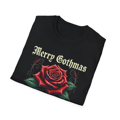 Gothic Christmas T-Shirt — "Merry Gothmas" Rose Holiday Tee