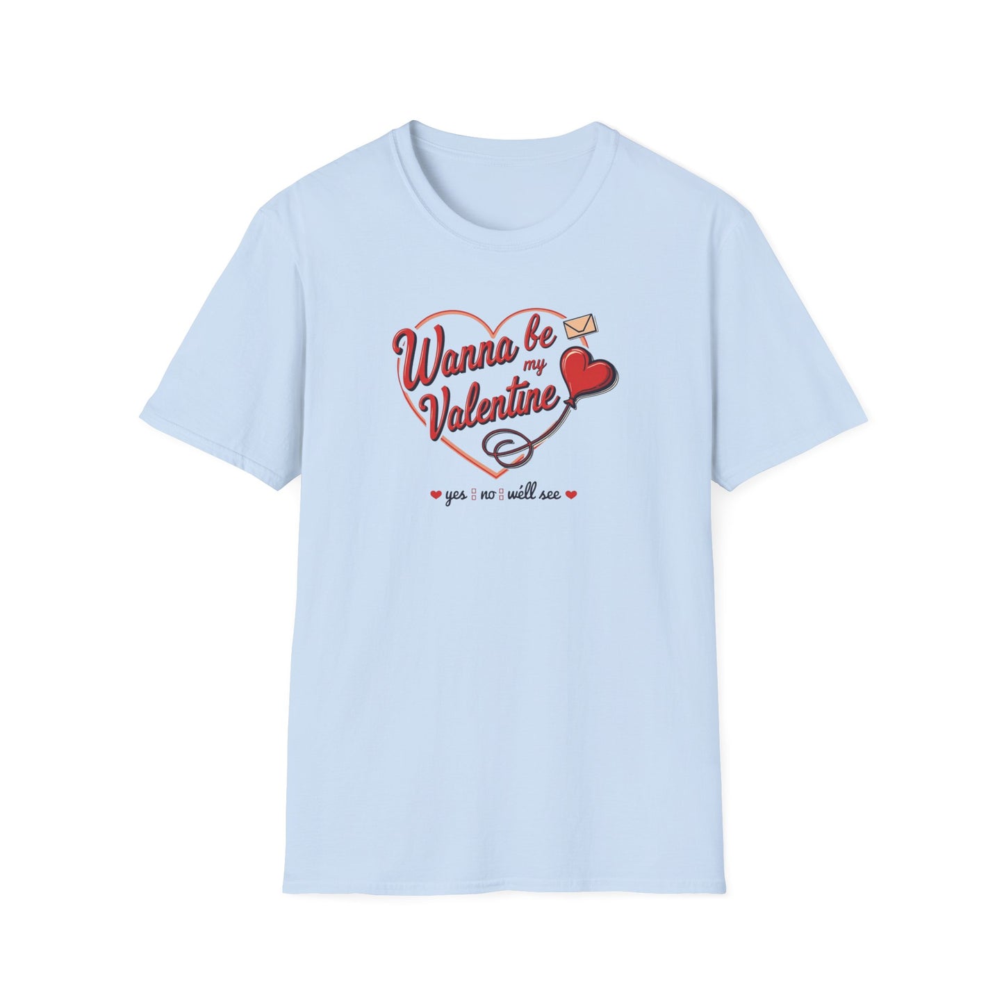 Valentine "Wanna Be My Valentine" T-Shirt - Cute Heart & Love Letter Tee