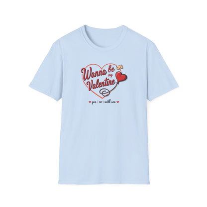 Valentine "Wanna Be My Valentine" T-Shirt - Cute Heart & Love Letter Tee