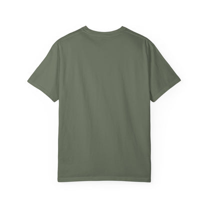 Curious Cat with mushrooms, Unisex Garment-Dyed T-shirt - Psychonaut Swag