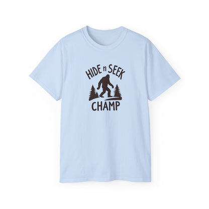 Hide n Seek Champ T-Shirt — Funny Bigfoot Sasquatch Tee