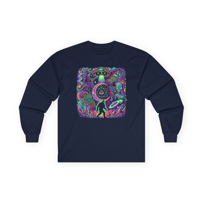 Psychedelic Alien Abduction Halloween Long Sleeve Tee