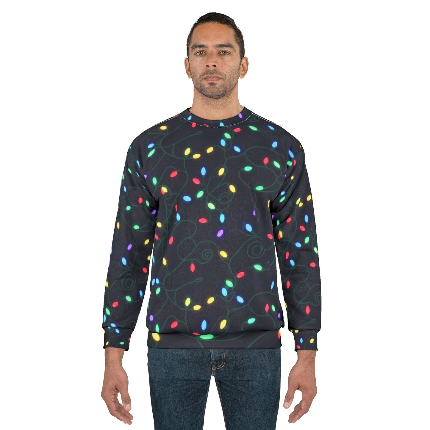 Christmas String Lights Sweatshirt — Holiday Light Pattern Pullover
