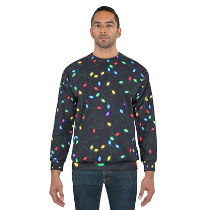 Christmas String Lights Sweatshirt — Holiday Light Pattern Pullover