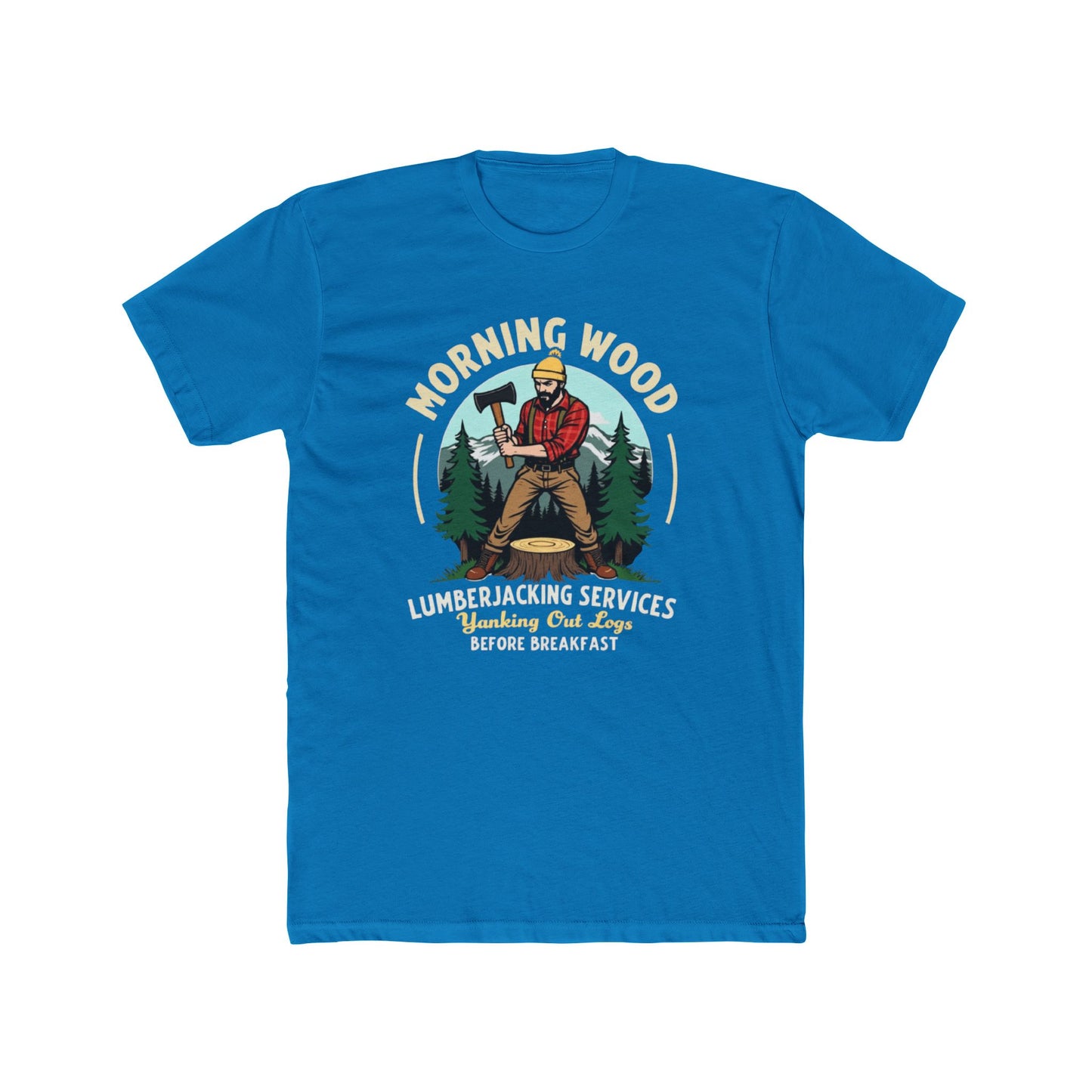 Morning Wood Lumberjack T-Shirt — 'Lumberjacking Services: Waking Our Log Before Breakfast' Vintage Tee