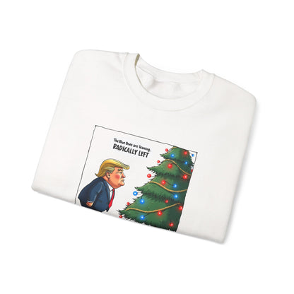 Political Christmas Tree Sweatshirt — "Radically Lit" Holiday Cartoon Crewneck