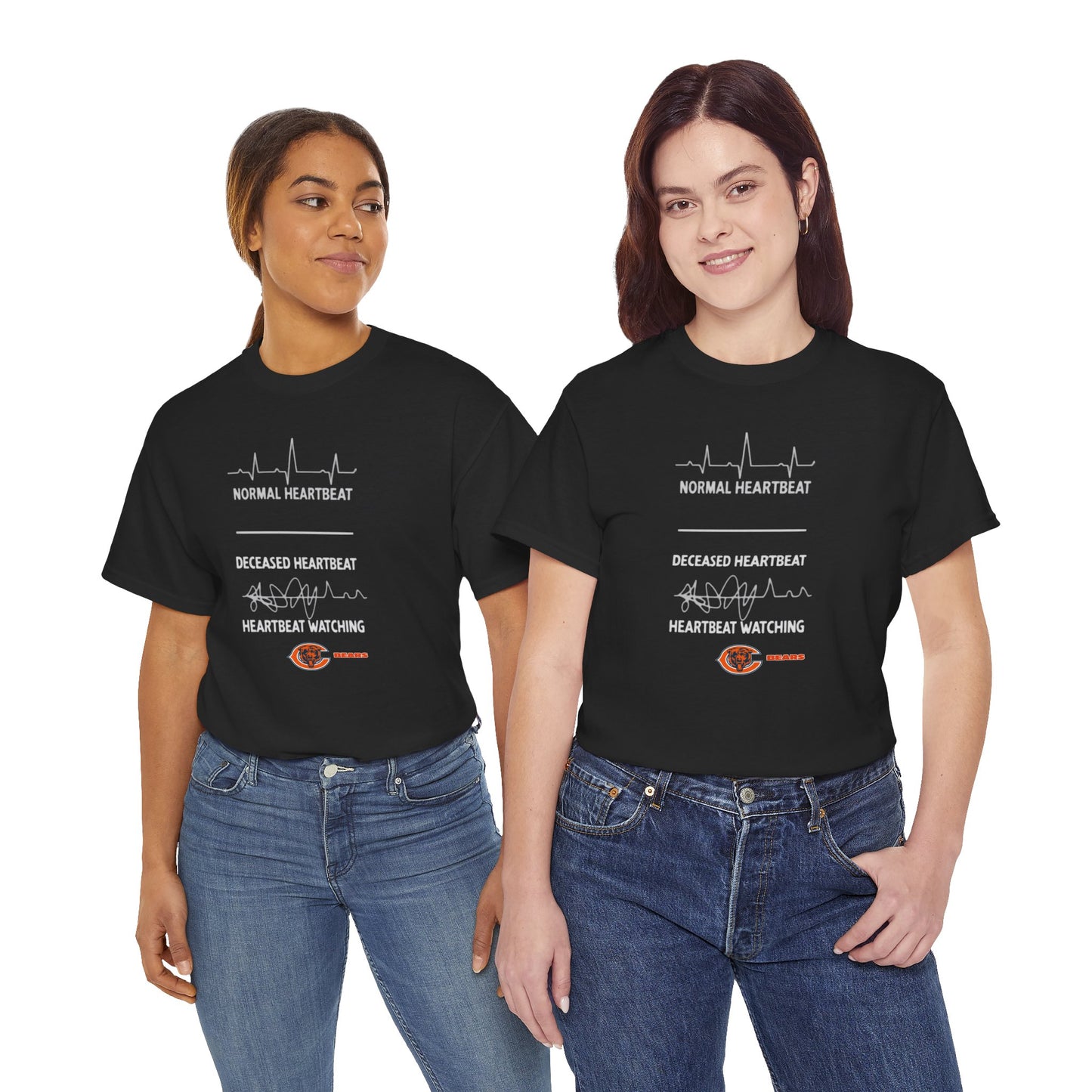 Bears Heartbeat Monitoring Tee — "Normal Heartbeat / Deceased Heartbeat / Heartbeat Watching" Graphic T-Shirt