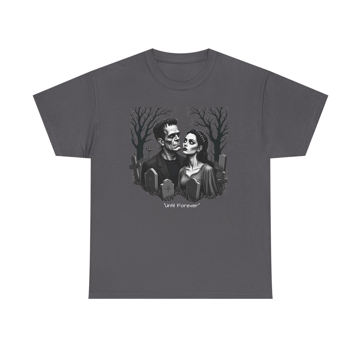 Gothic 'Until Forever' Couple Tee — Anniversary Season Graphic T-Shirt