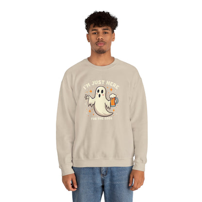 Halloween Ghost Sweatshirt — "I'm Just Here for the Boos" Cozy Crewneck