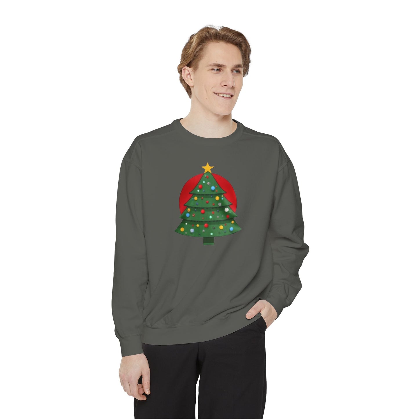 Christmas Tree Sweater, Unisex Garment-Dyed Sweatshirt