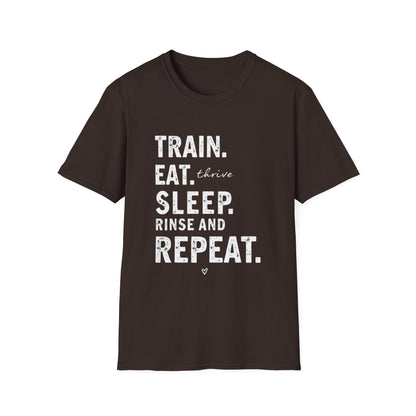 Train Eat Sleep Repeat T-Shirt, Fitness Apparel, Gym Wear, Motivational Shirt, Casual Unisex Tee - Psychonaut Swag