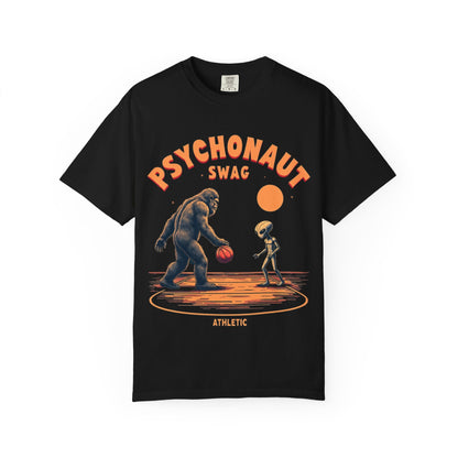 Alien vs Bigfoot, Psychonaut Swag Unisex T-Shirt, Funny Graphic Tee, Unique Gift for Gamers, Outdoor Lovers, Birthday, Casual Wear - Psychonaut Swag