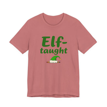 Elf-taught Christmas T-Shirt — Funny Holiday Tee with Elf Hat Design