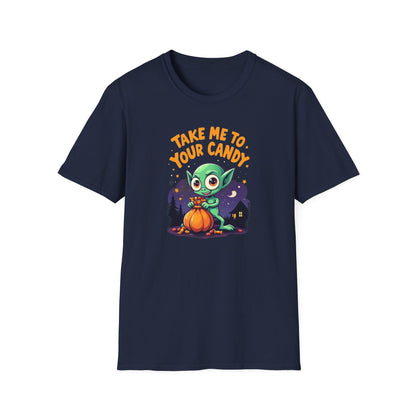 Trick or Treat Alien, T-Shirt, Cute Graphic Tee, Trick or Treat Shirt, Unisex Halloween Apparel, Fun Holiday Outfit