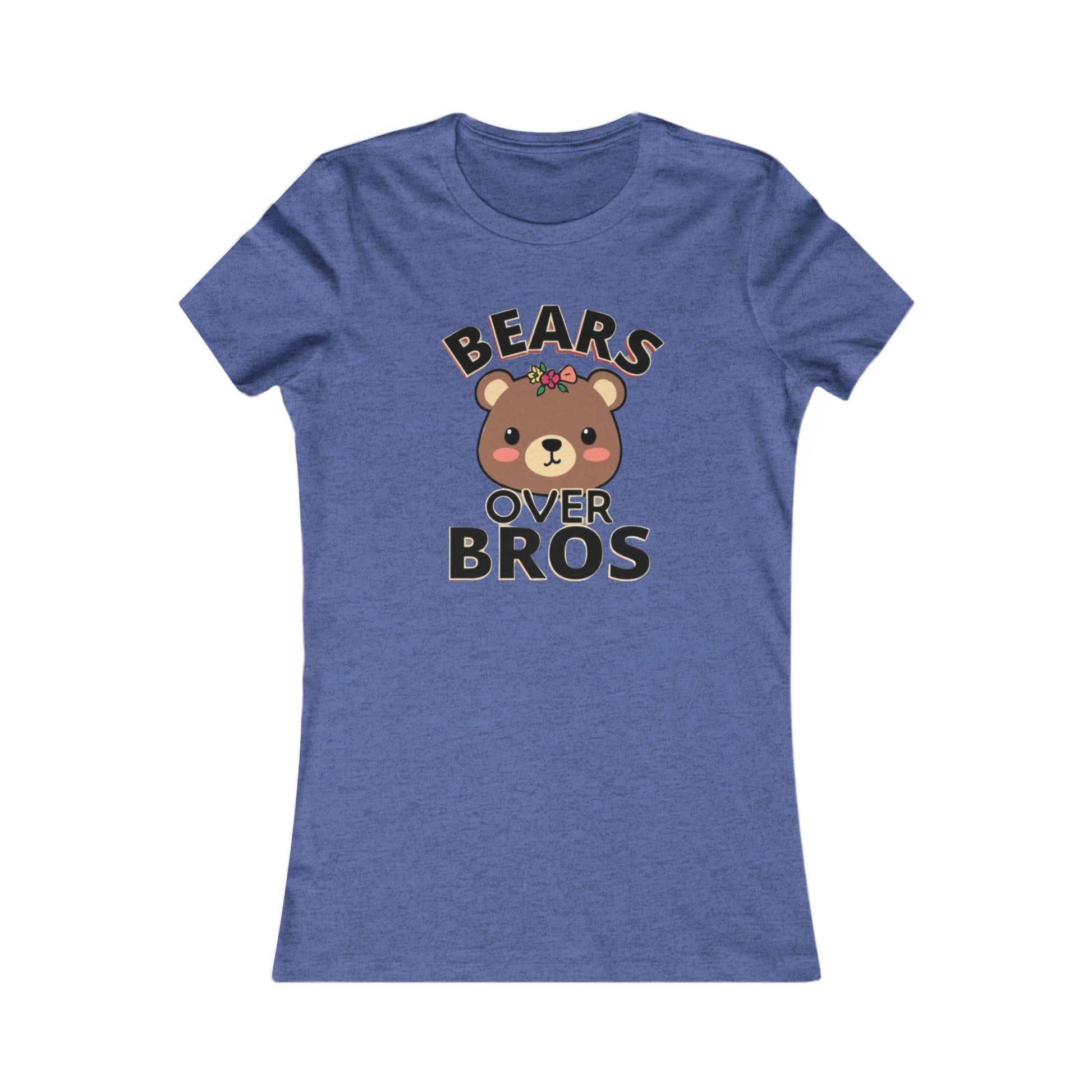 Bears over Bros tee shirt, Cute Bear Graphic Women's Tee - Fun Gift for Animal Lovers, Birthday, Casual Wear, Trendy Apparel, Gift for Her - Psychonaut Swag