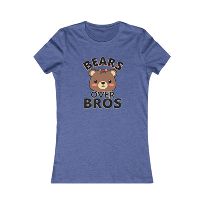 Bears over Bros tee shirt, Cute Bear Graphic Women's Tee - Fun Gift for Animal Lovers, Birthday, Casual Wear, Trendy Apparel, Gift for Her - Psychonaut Swag