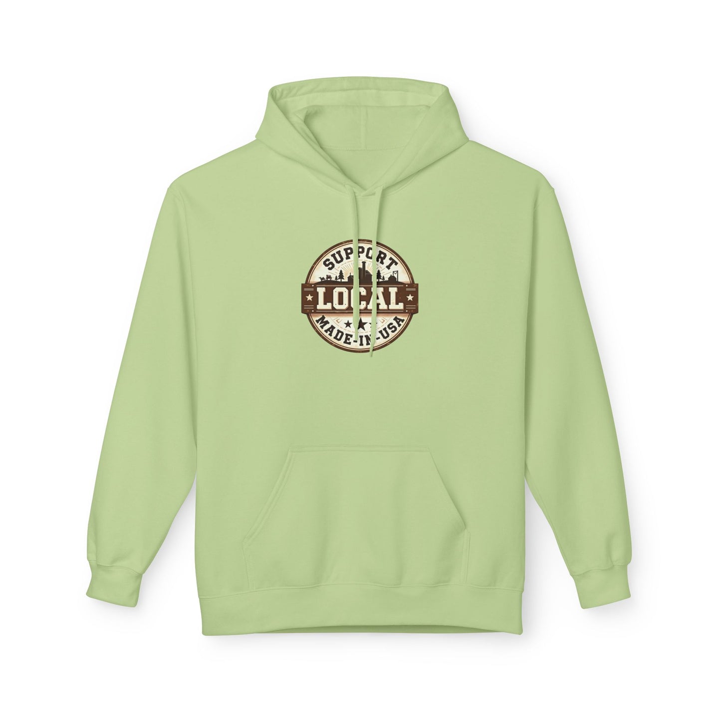 Support Local Hoodie — “Support Local Made in USA” Vintage Badge Pullover