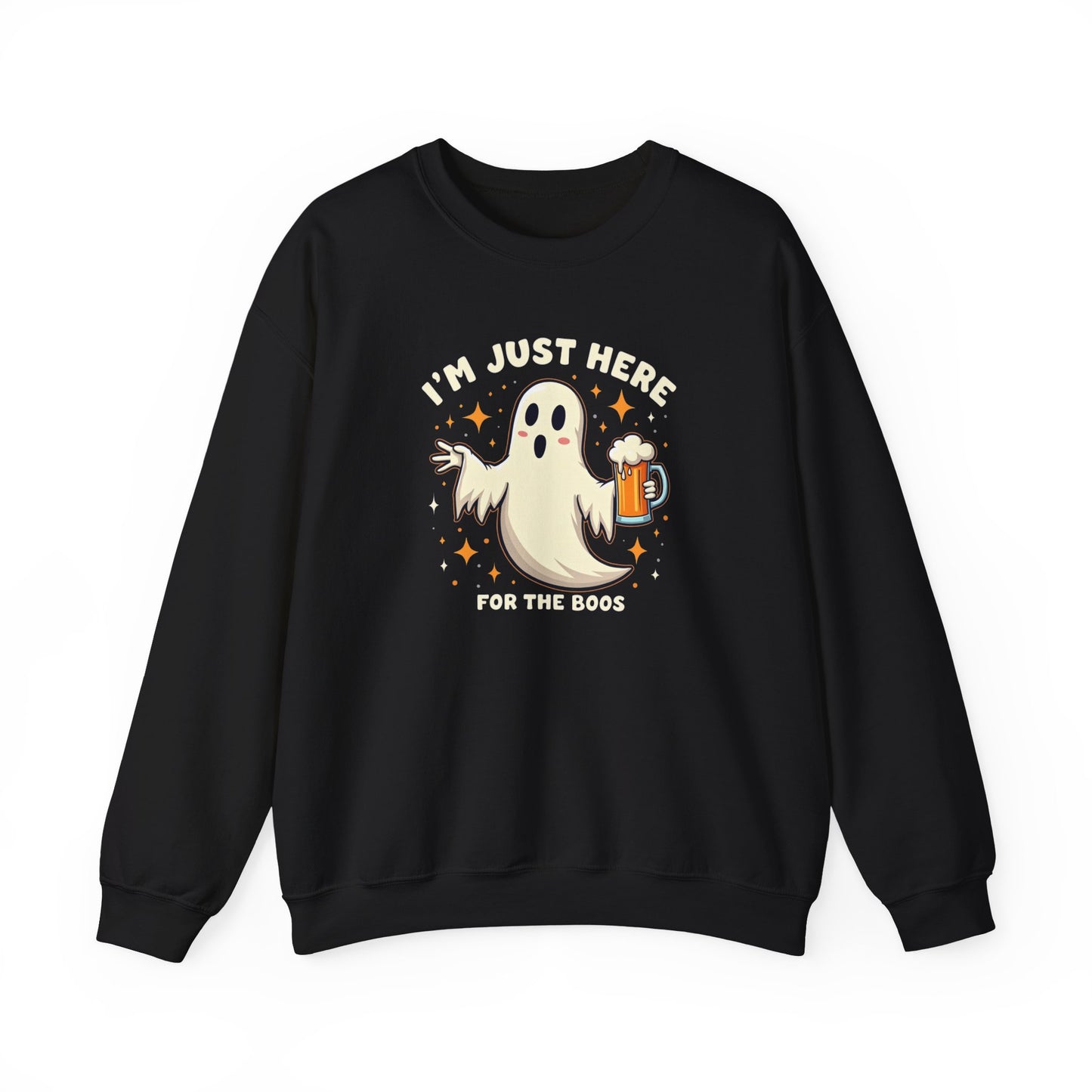 Halloween Ghost Sweatshirt — "I'm Just Here for the Boos" Cozy Crewneck