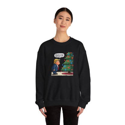Political Christmas Tree Sweatshirt — "Radically Lit" Holiday Cartoon Crewneck