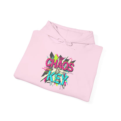 Chaos Key Hoodie — Retro Neon Graphic Pullover
