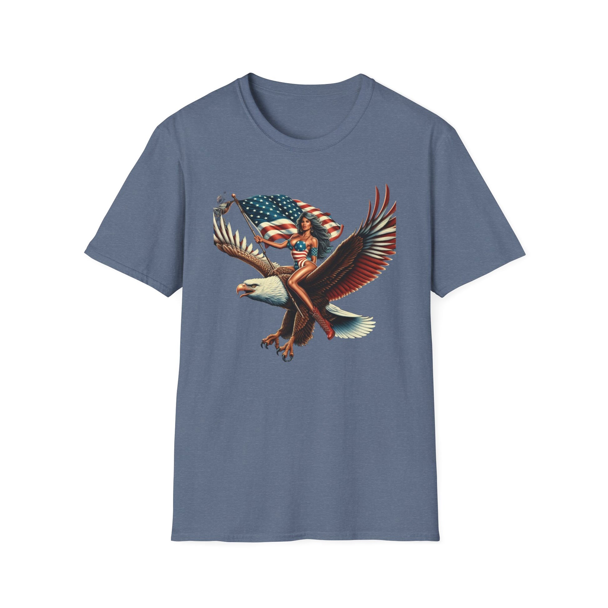 Patriot Riding Eagle, Graphic Tee - Unisex T-Shirt, Eagle Design, 4th of July Shirt, Independence Day Apparel, Festival Wear, Gift for Patriots - Psychonaut Swag