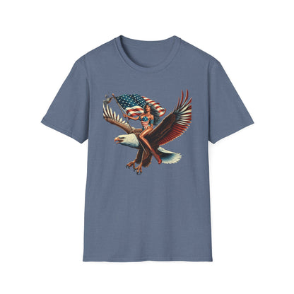 Patriot Riding Eagle, Graphic Tee - Unisex T-Shirt, Eagle Design, 4th of July Shirt, Independence Day Apparel, Festival Wear, Gift for Patriots - Psychonaut Swag