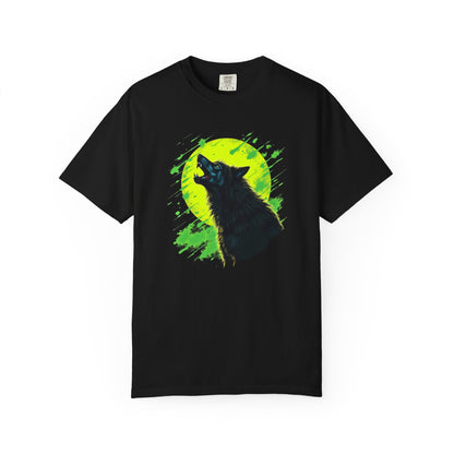 Wolf Howl T-Shirt — Neon Moon Graphic Tee for Nature Lovers
