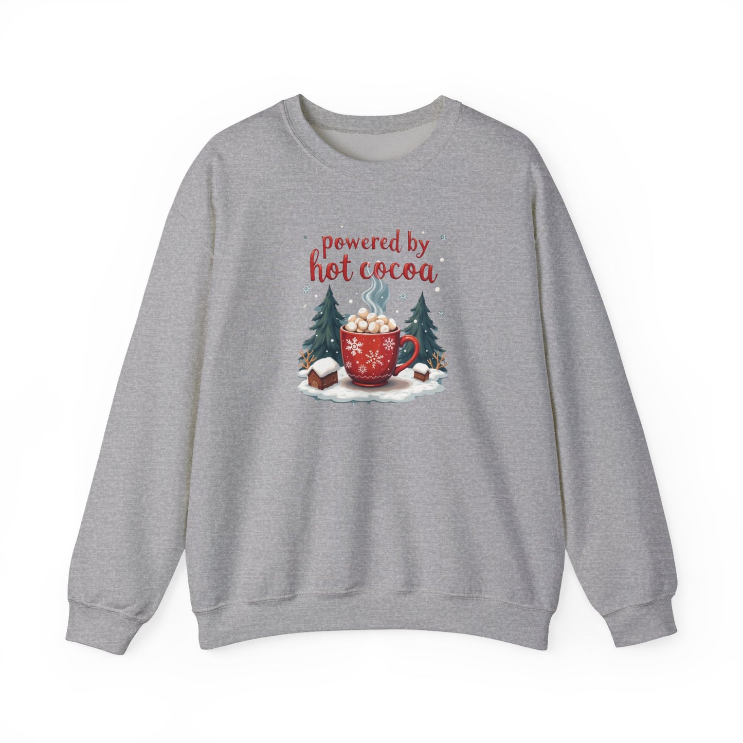 Crewneck Sweatshirt - "Powered by Hot Cocoa" Winter Graphic