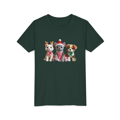 Kids Christmas Puppy Tee — Cute Festive Dogs in Santa Hats