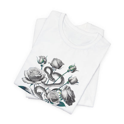 Rose and Snake Graphic Tee – Gothic Floral Vintage Shirt