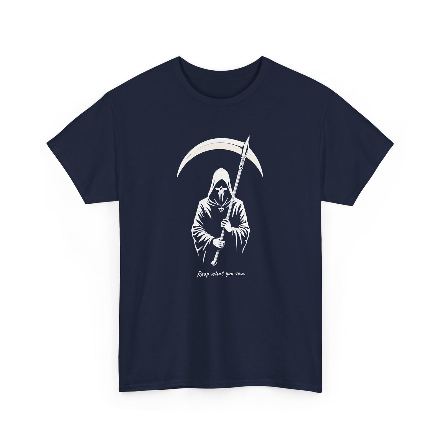 Grim Reaper Scythe T-Shirt — "Reap what you sew” Goth Graphic Tee