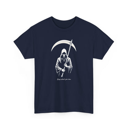 Grim Reaper Scythe T-Shirt — "Reap what you sew” Goth Graphic Tee