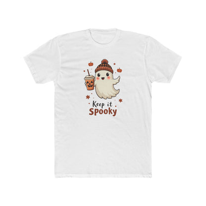 Keep It Spooky Ghost Tee — Cute Halloween Ghost with Pumpkin Drink