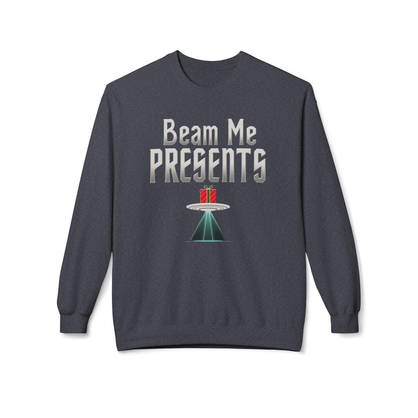 Crewneck Sweatshirt — "Beam Me Presents" UFO Holiday Gift Sweatshirt