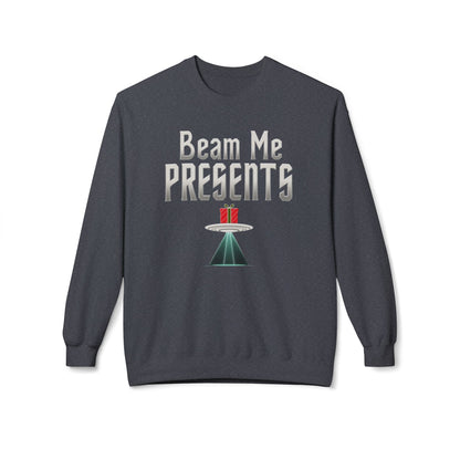 Crewneck Sweatshirt — "Beam Me Presents" UFO Holiday Gift Sweatshirt