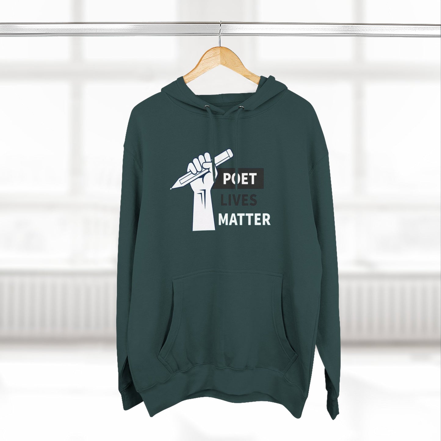 Poet Lives Hoodie — Minimalist Writer Fist Pen Graphic Pullover