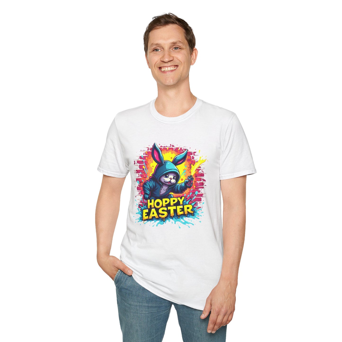 Easter Bunny 'Hoppy Easter' T-Shirt — Colorful Neon Bunny Graphic Tee