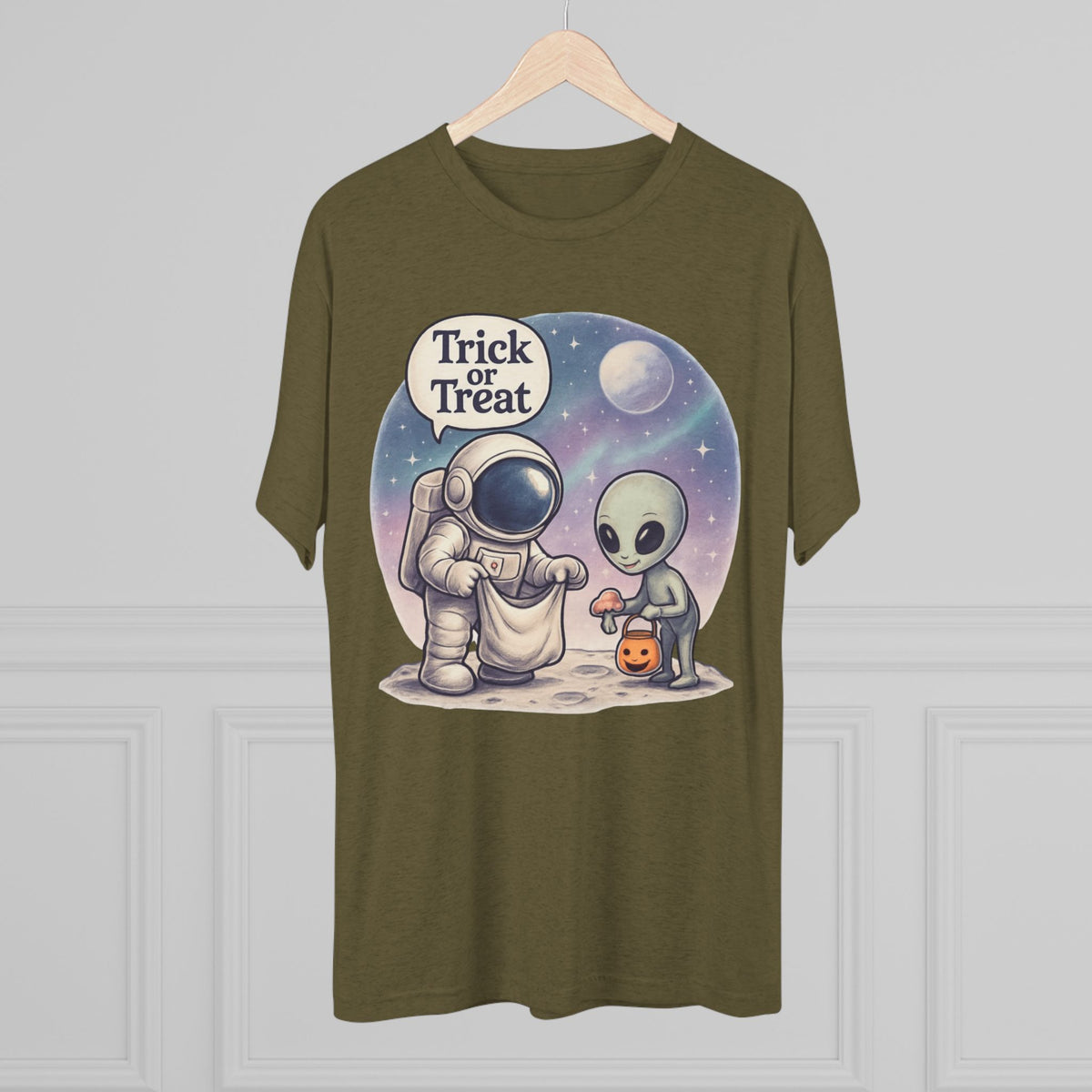 Space Trick or Treat Crew Tee, Halloween T-Shirt, Space Theme Shirt, Unisex Graphic Tee, Fun Costume Tee, Gift for Space Lovers
