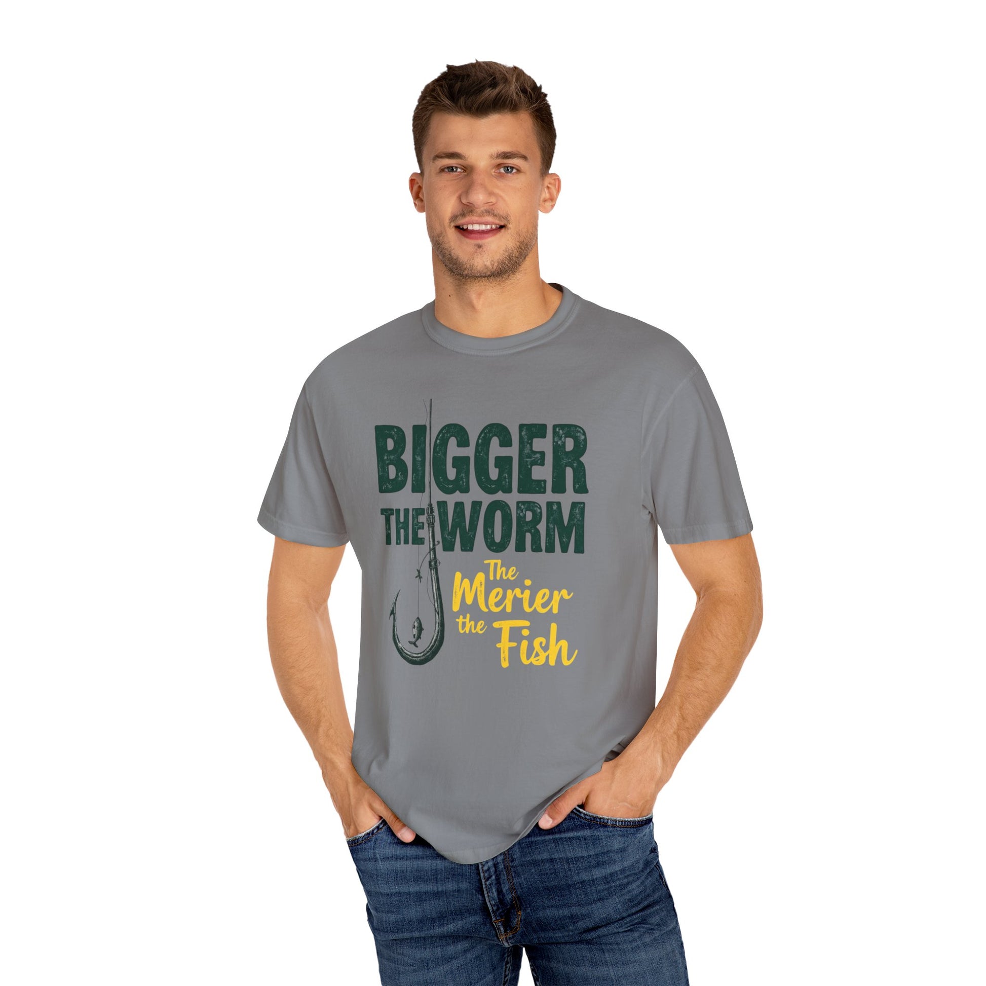 Big Worm Fishing Humor Unisex T-Shirt, Larger Than Life Tee, Gift for Anglers, Fun Outdoors Apparel, Dad's Fishing Day Shirt - Psychonaut Swag