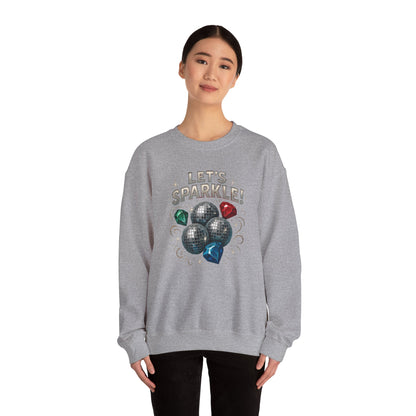 Crewneck Sweatshirt - "Let's Sparkle" Disco Ball Holiday Party Pullover