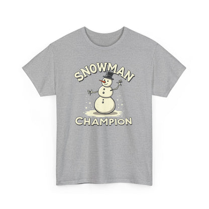 Snowman Champion T-Shirt — Funny Holiday Winter Tee for Snow Lovers