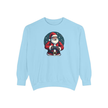 Gamer Santa, Unisex Garment-Dyed Sweatshirt