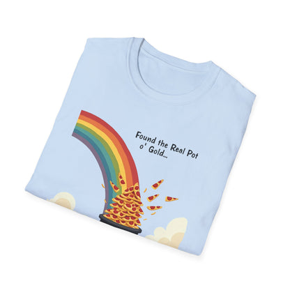 T‑Shirt — "Found the Real Pot of Gold" Rainbow & Leprechaun Cat Graphic