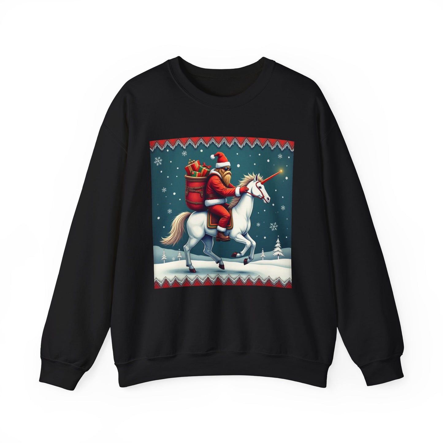 Santa Squatch on Unicorn, Unisex Heavy Blend™ Crewneck Sweatshirt