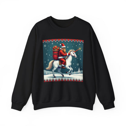 Santa Squatch on Unicorn, Unisex Heavy Blend™ Crewneck Sweatshirt