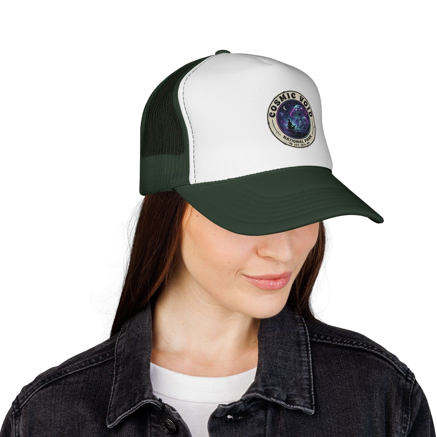 Cosmic Void Trucker Cap — Space Nebula Patch Hat