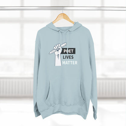 Poet Lives Hoodie — Minimalist Writer Fist Pen Graphic Pullover